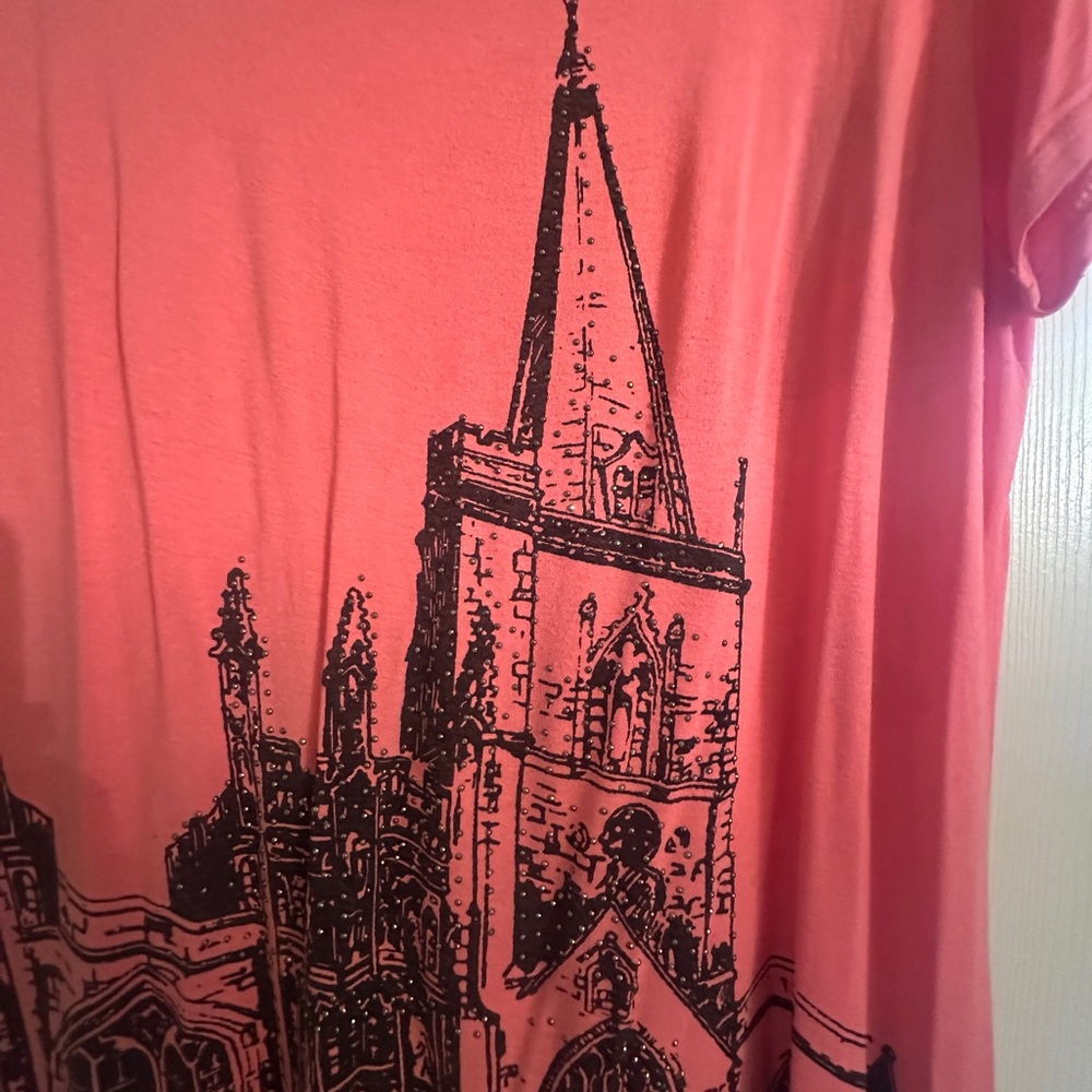 Women's Pink Graphic Short Sleeve Tee Tunic